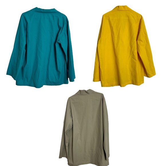 Vintage Lot 3 Texas Uniform Lab Coats Mens Size Medium Green Yellow Tan USA - Picture 2 of 12